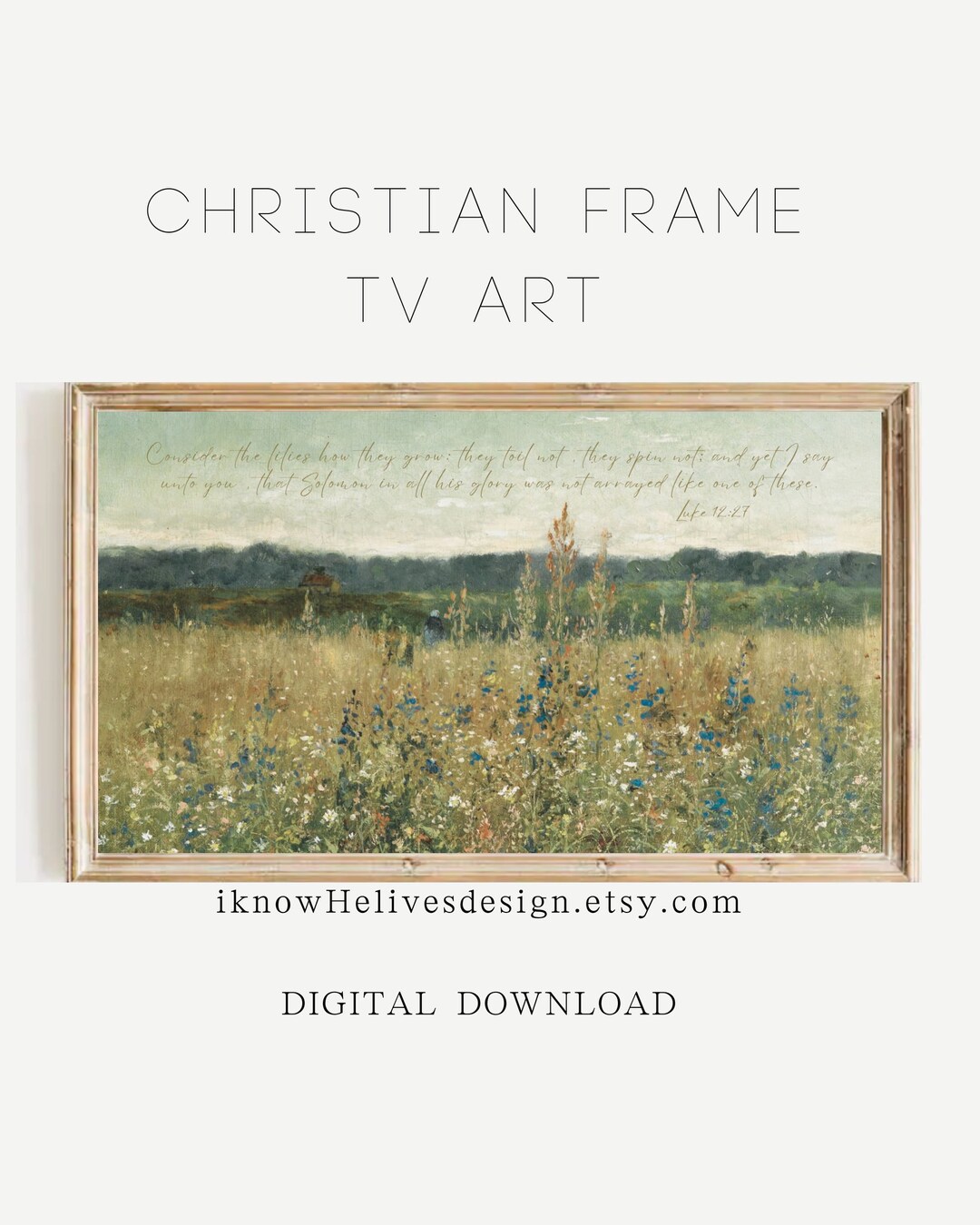 Frame tv christian lilies luke 12 27 kjv scripture printable bible