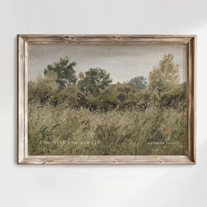 Christian Wall Art, With You Always, Matthew 28:20, Countryside Landscape Painting, Scripture Bible Verse Print, Vintage Decor, Farmhouse