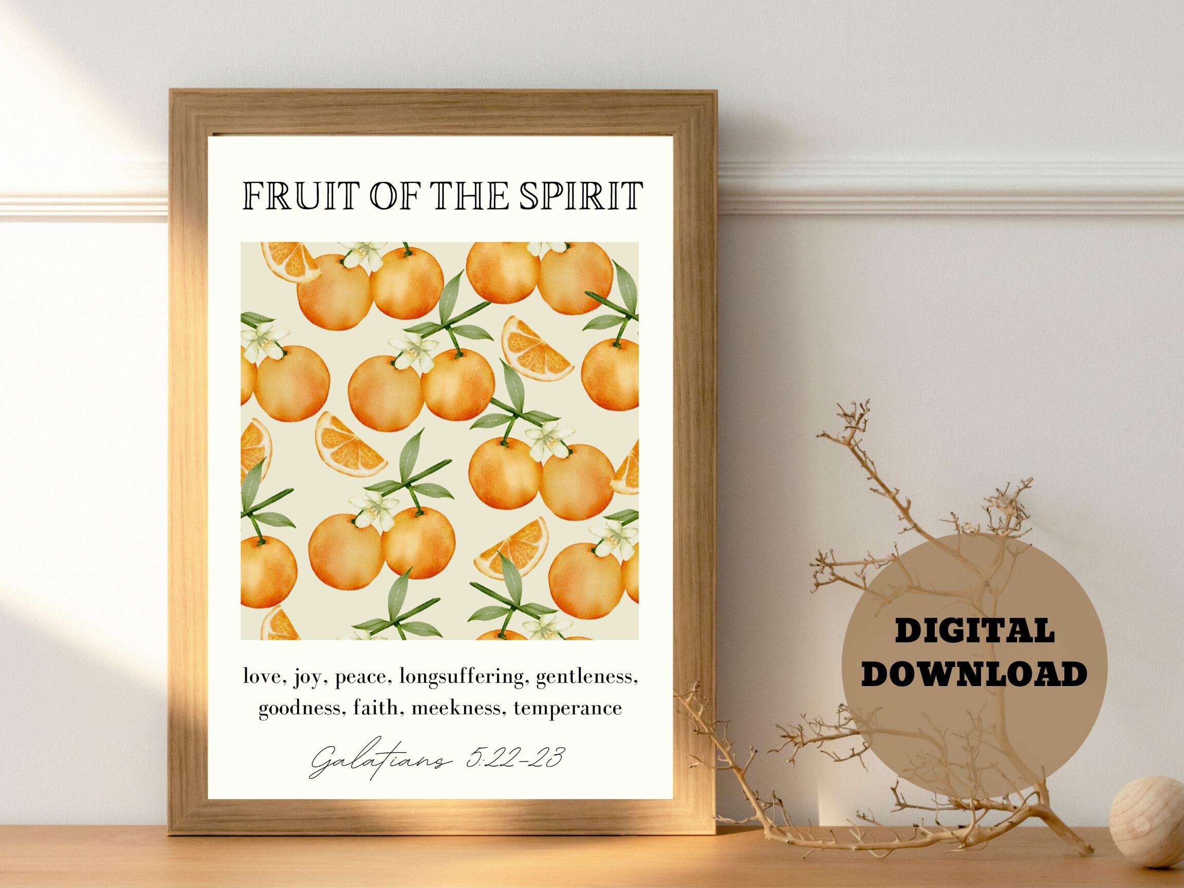 Fruit of the Spirit, Wall Art Printable, Galatians 5 22 23 KJV, Modern ...