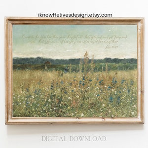 Consider the Lilies Luke 12:27 KJV Floral Vintage Wall Art Printable Christian Scripture Print Minimalist Decor Poster French Oil Painting
