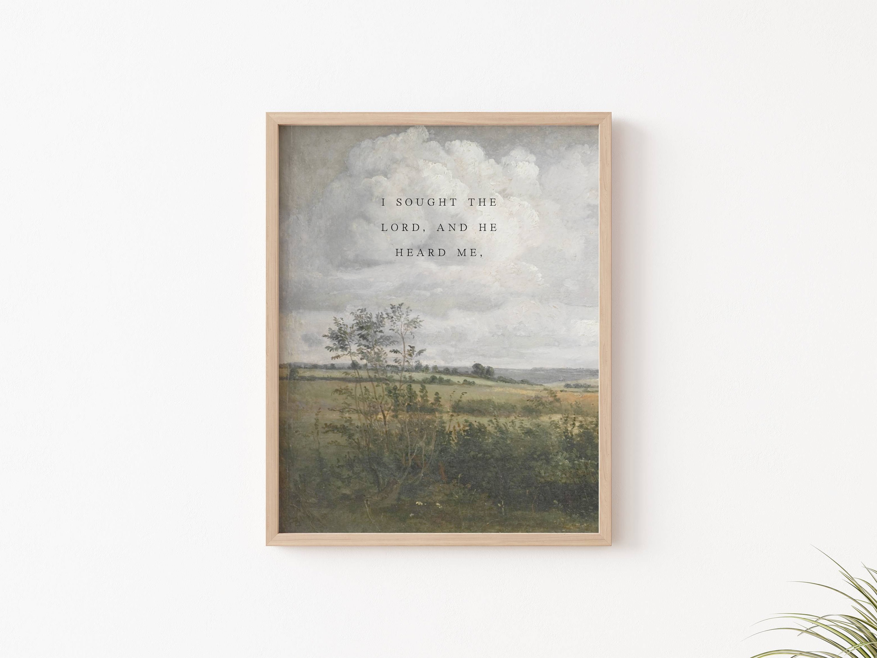 Cottage Scripture Image Christian Wall Art, Scripture Home Decor, Psalm 34:4 KJV, Set of Two ...