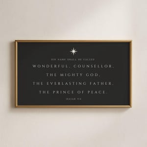 Frame TV Christmas Prince of Peace Print Isaiah 9 6 Jesus Scripture Printable Christian Bible Verse Minimal Decor Farmhouse Samsung KJV ESV