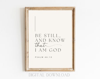 Be Still and Know that I Am God, Bible Verse Wall Art Printable, Psalms 46 10 KJV, Modern Christian Poster, Scripture Printable, Minimal Art