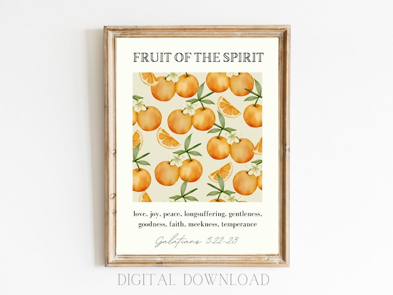 Fruit of the Spirit, Wall Art Printable, Galatians 5 22 23 KJV, Modern ...