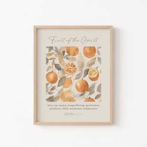 Fruit of The Spirit, Wall Art Printable, Galatians 5 22 23 KJV, Modern Christian Scripture Print, Bible Verse Art, Vintage Wallpaper Poster