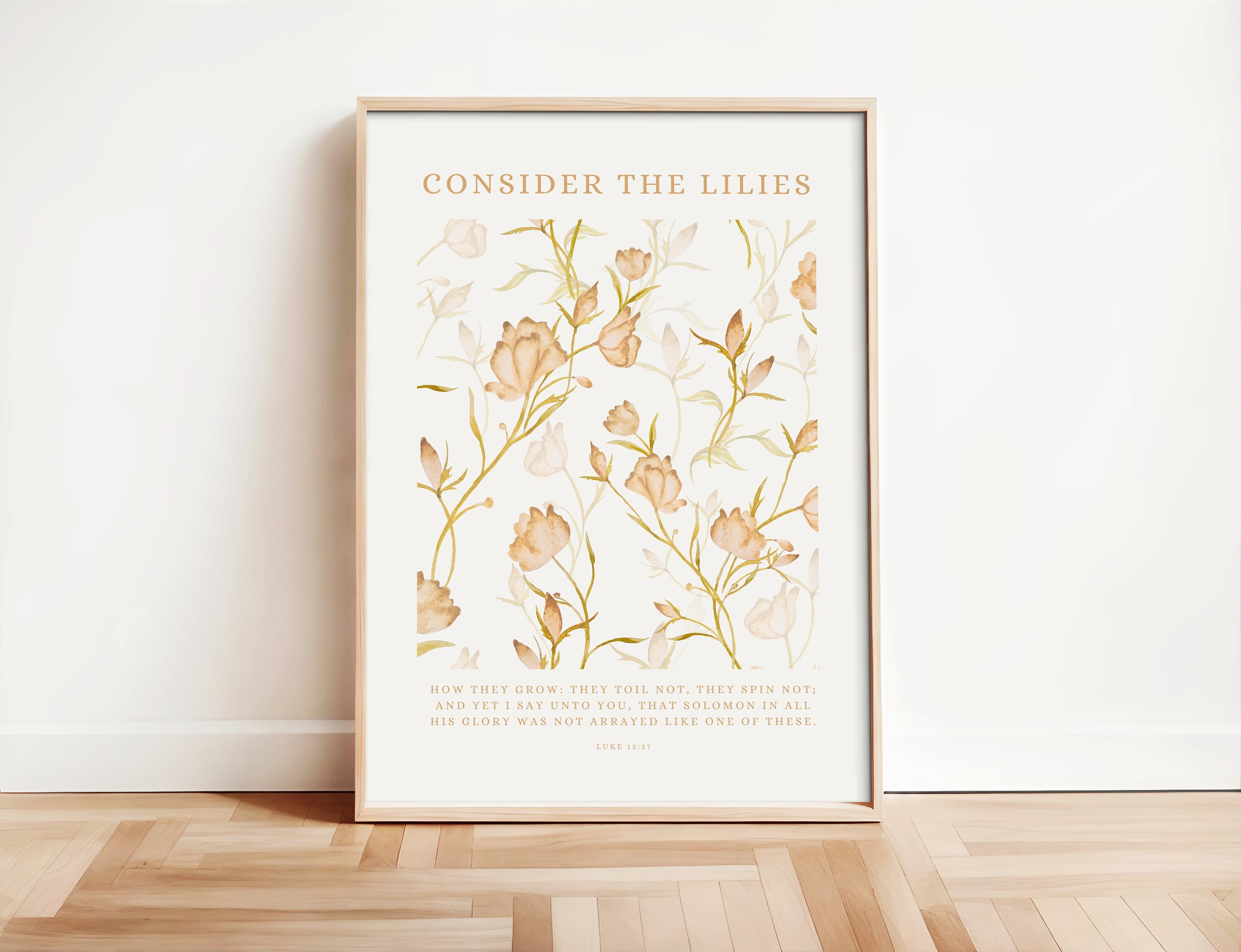 Consider the Lilies, Christian Wall Art Printable, Luke 12 27 KJV ...