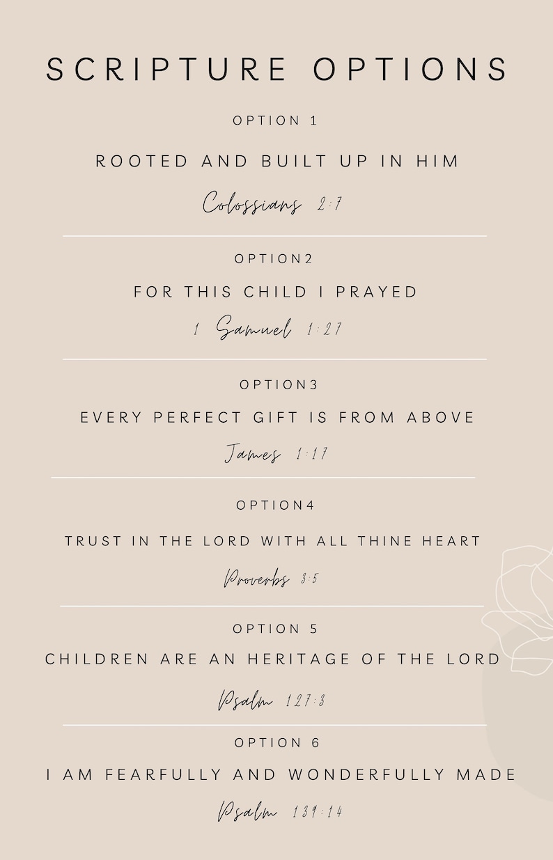 Christian May Birth Month Flower Print, CUSTOM Name, Modern Scripture Wall Art, Neutral Nursery