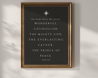 Christmas Prince of Peace Print Isaiah 9:6 Jesus Wall Art Scripture Printable Christian Bible Verse Minimal Decor Vintage Digital Farmhouse