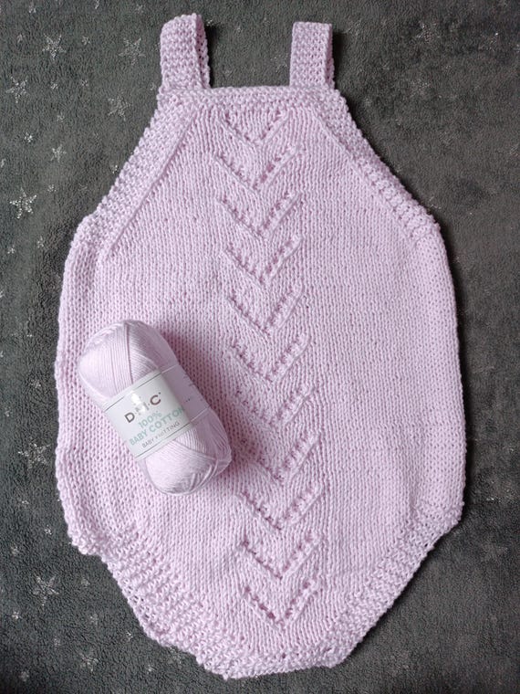 Handmade Baby Girl Romper Organic Cotton Knitted Romper 12–18