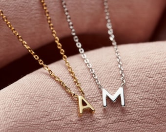 Petite Silver Initial Necklace, name initial Necklace, letter initial Necklace, letter Pendant,  mothers day gift - Gift for mom