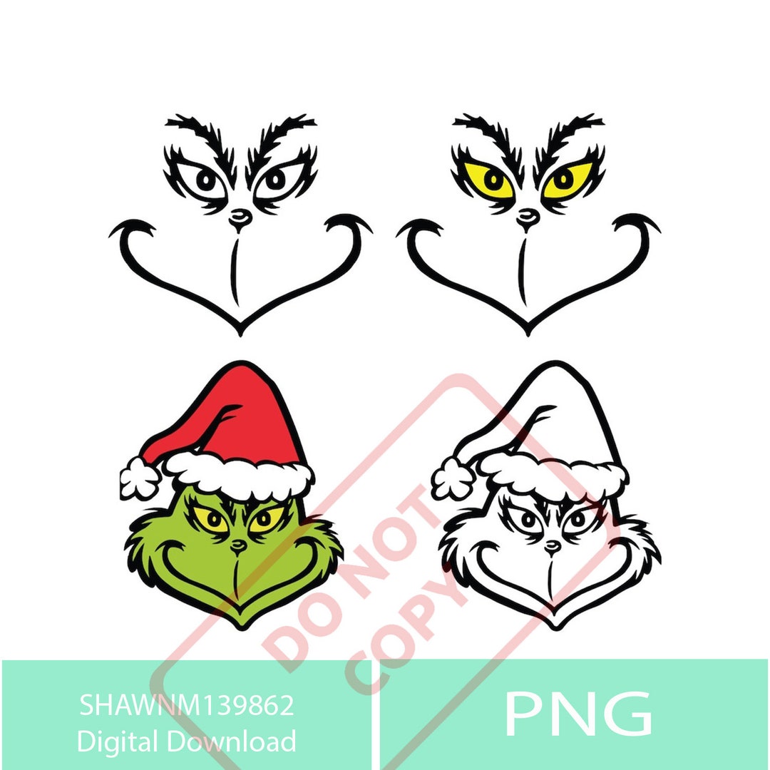 Grinch Face PNG, Grinch Hand, Grinch PNG Bundle, Christmas PNG, Grinch