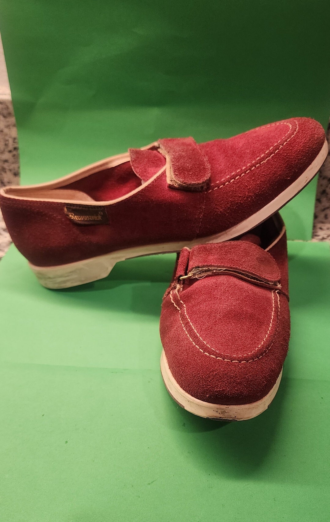 Maroon Suede Brunswick Velcro Bowling Shoes Etsy