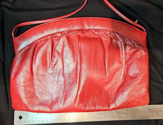 Retro 1980's Red Leather Purse - image 6