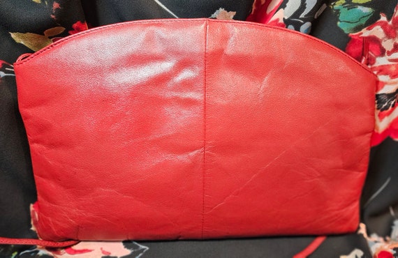 Retro 1980's Red Leather Purse - image 5