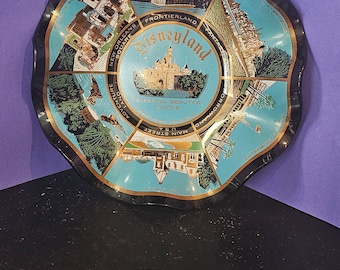 Vintage Disneyland Plate - Sleeping Beauty Castle, Frontierland, New Orleans Square, Tomorrowland, Main Street USA, Adventureland