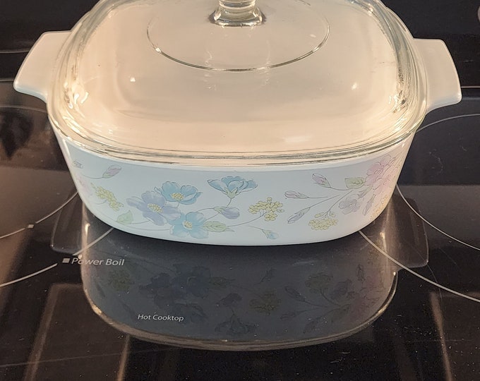 Vintage Corningware Watercolor Pastel Flower 8x8 Dish A2B With Lid Etsy
