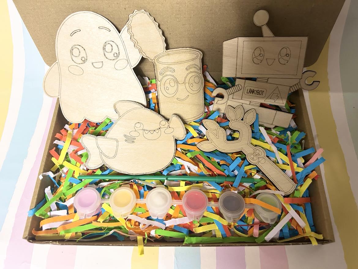 Paint your own Lanky Box activity kit - Arts and crafts - craft kit - Gifts - Wooden paintable craft - Lanky Box fans - Boxy - Foxy - Rocky