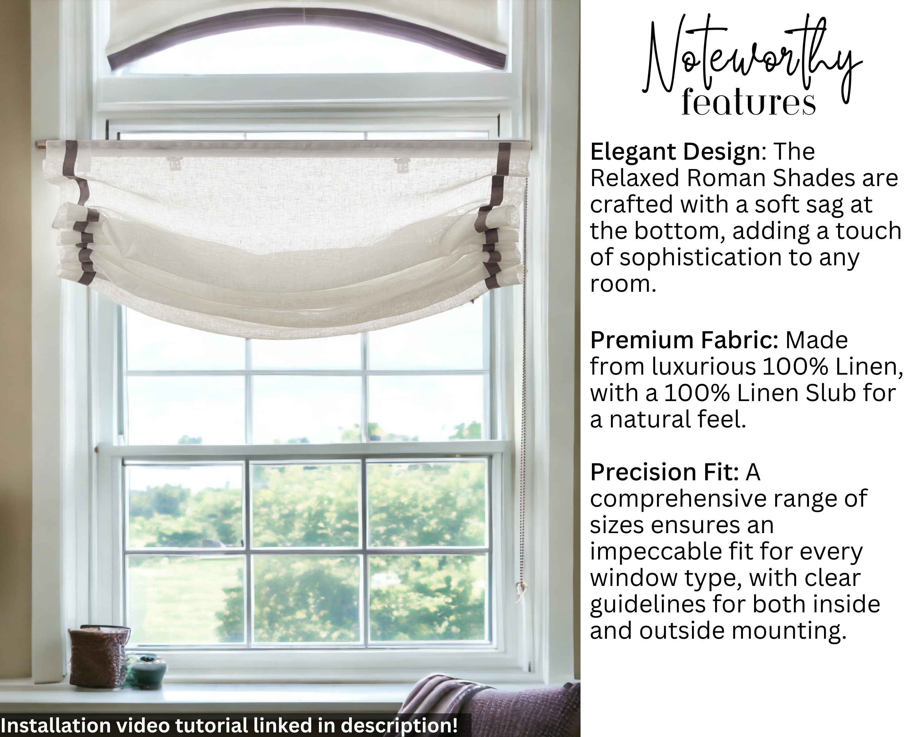 Linen Roman Shades Relaxed Roman Shades Custom Roman Shades Etsy