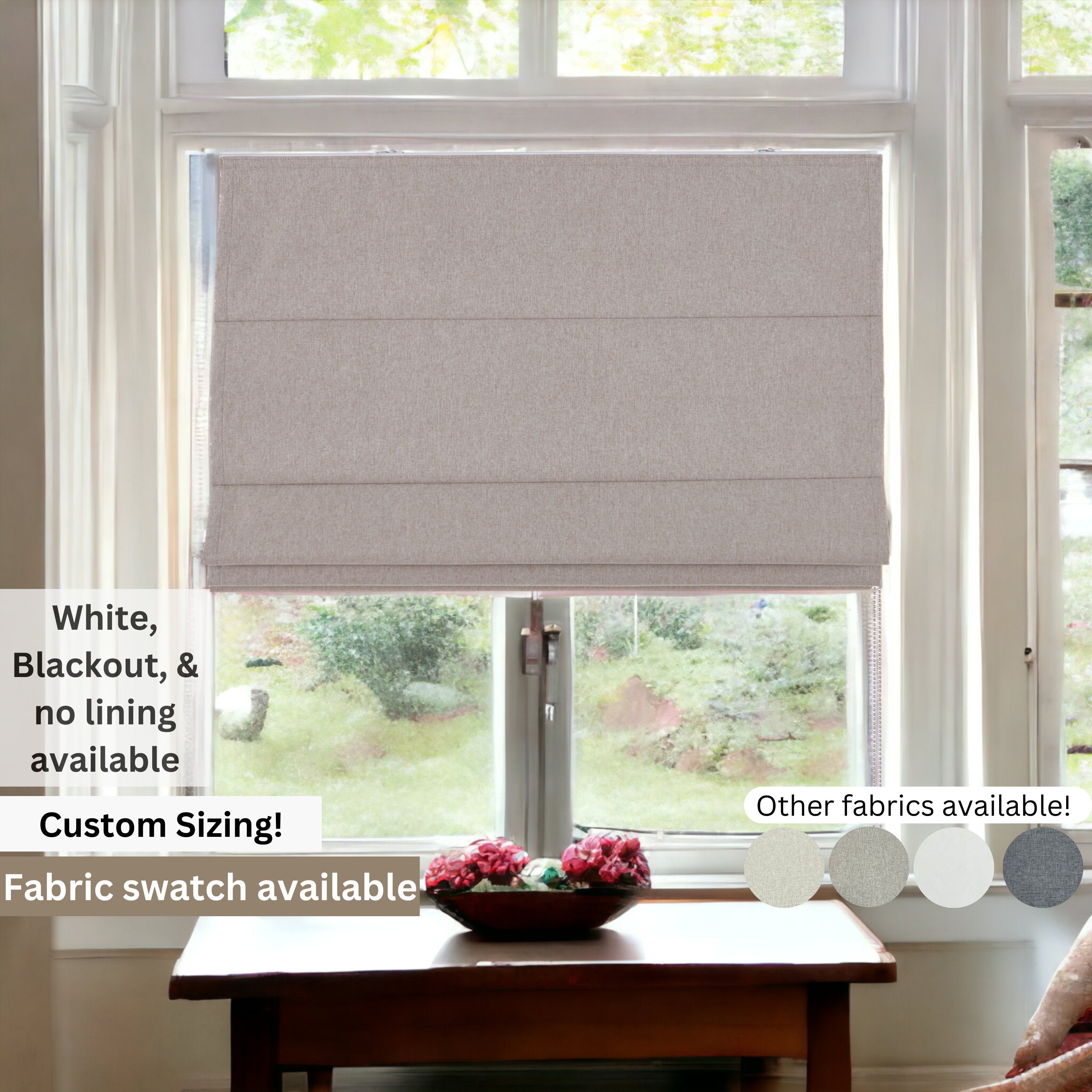 CUSTOM Fabric Modern Shades for Kitchen Window Treatment Made Etsy