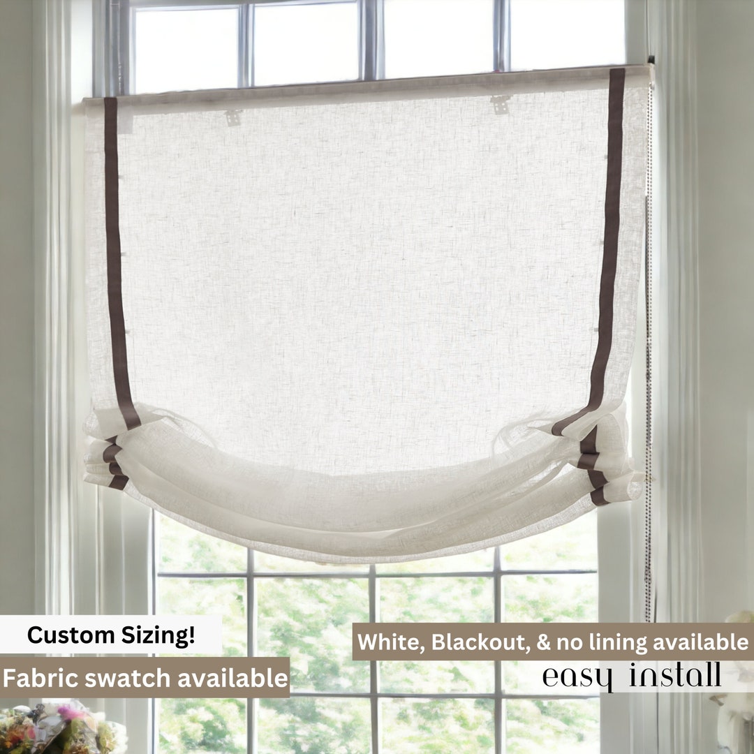 Linen Roman Shades Relaxed Roman Shades Custom Roman Shades Etsy