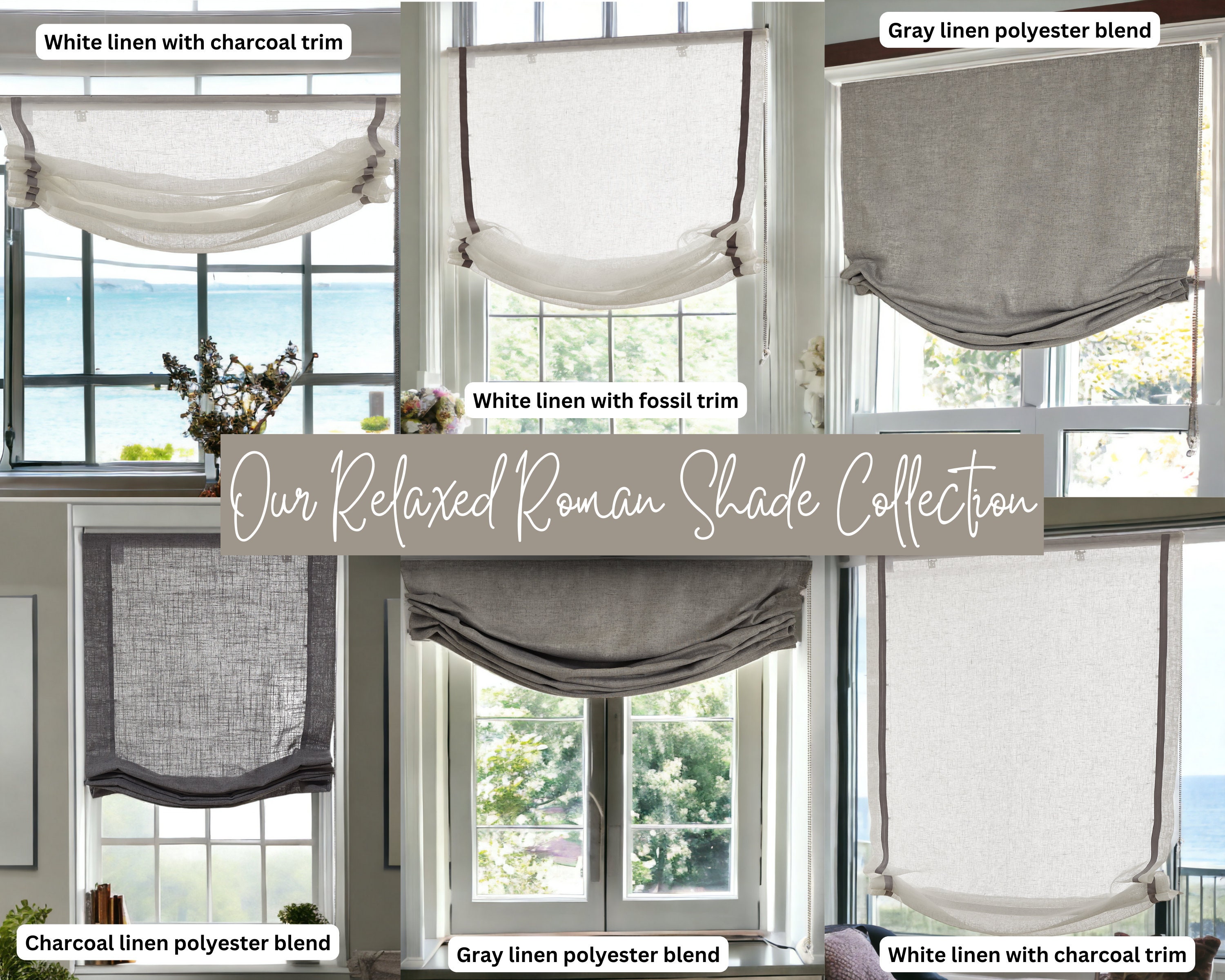 Linen Roman Shades Relaxed Roman Shades Custom Roman Shades Etsy