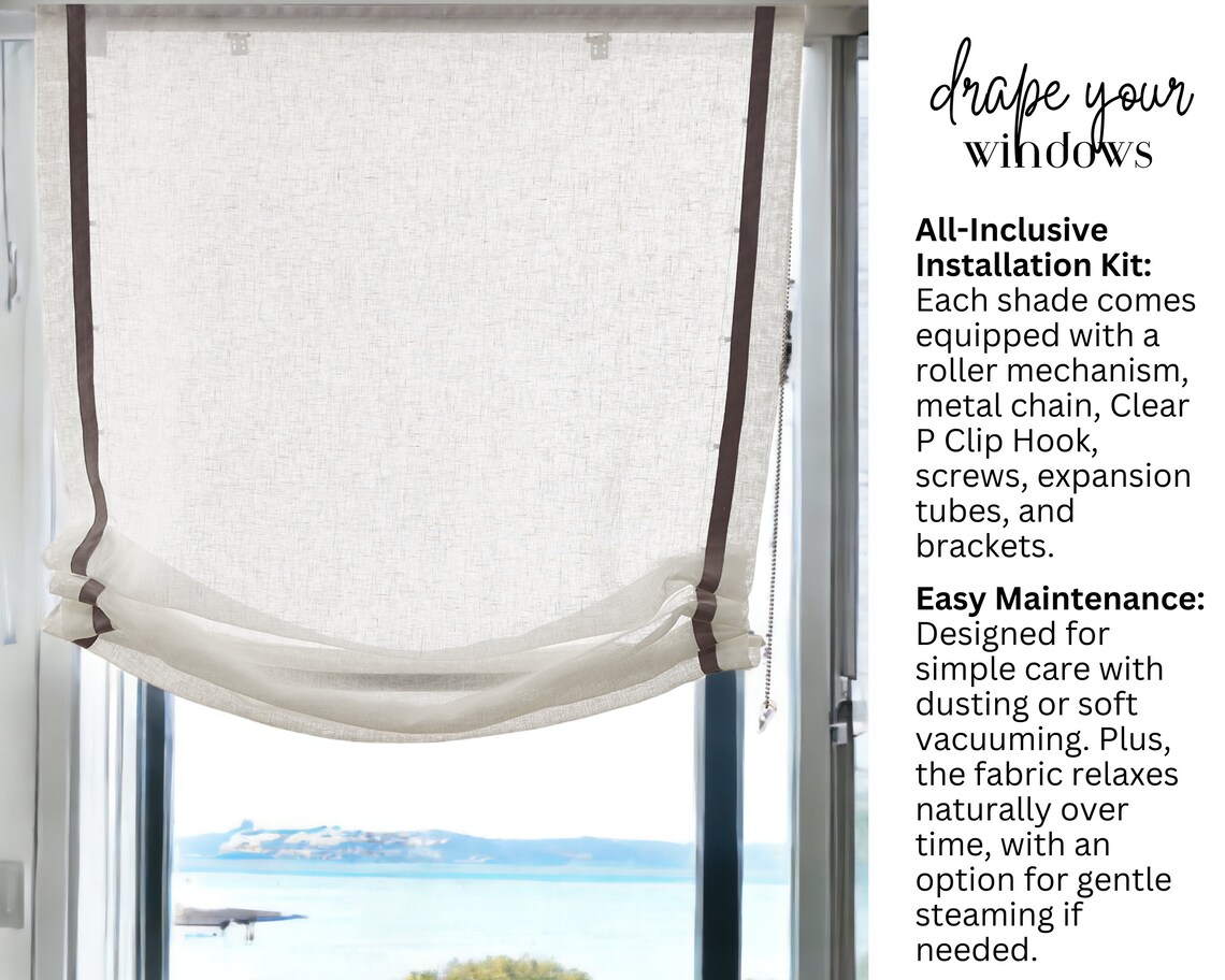 Linen Roman Shades Relaxed Roman Shades Custom Roman Shades Etsy