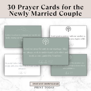 30 Printable Bible Prayer Cards for Newlyweds, Encouraging Scripture Cards for Marriage, Love Bible Verse Cards, Christian Wedding Gift