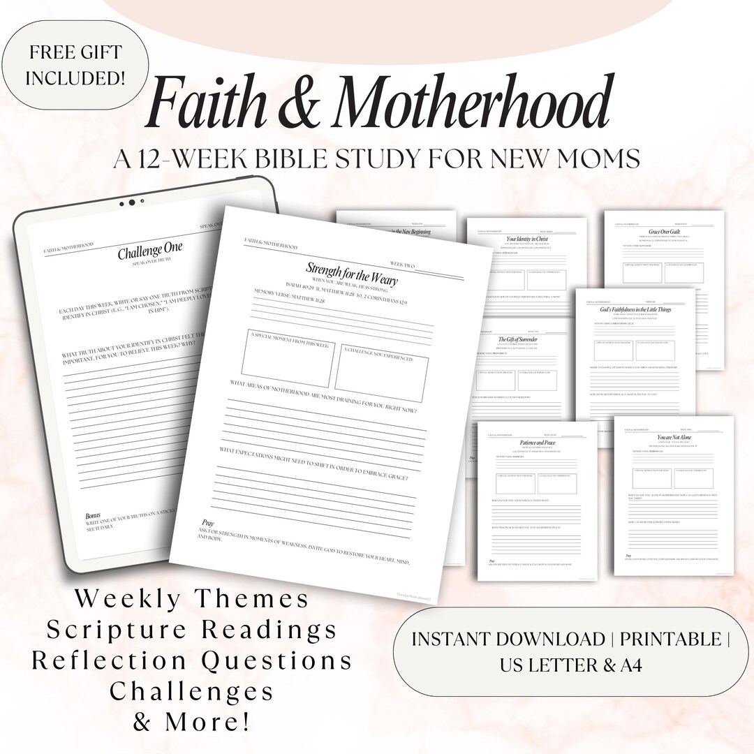 12 Week Bible Study Guide for New Moms Printable, Bible Summary ...