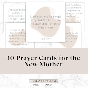30 Printable Prayer Cards for New Moms, Baby Shower Gift, Christian Scripture Cards for Baptism Gift, Digital Download for New Mother