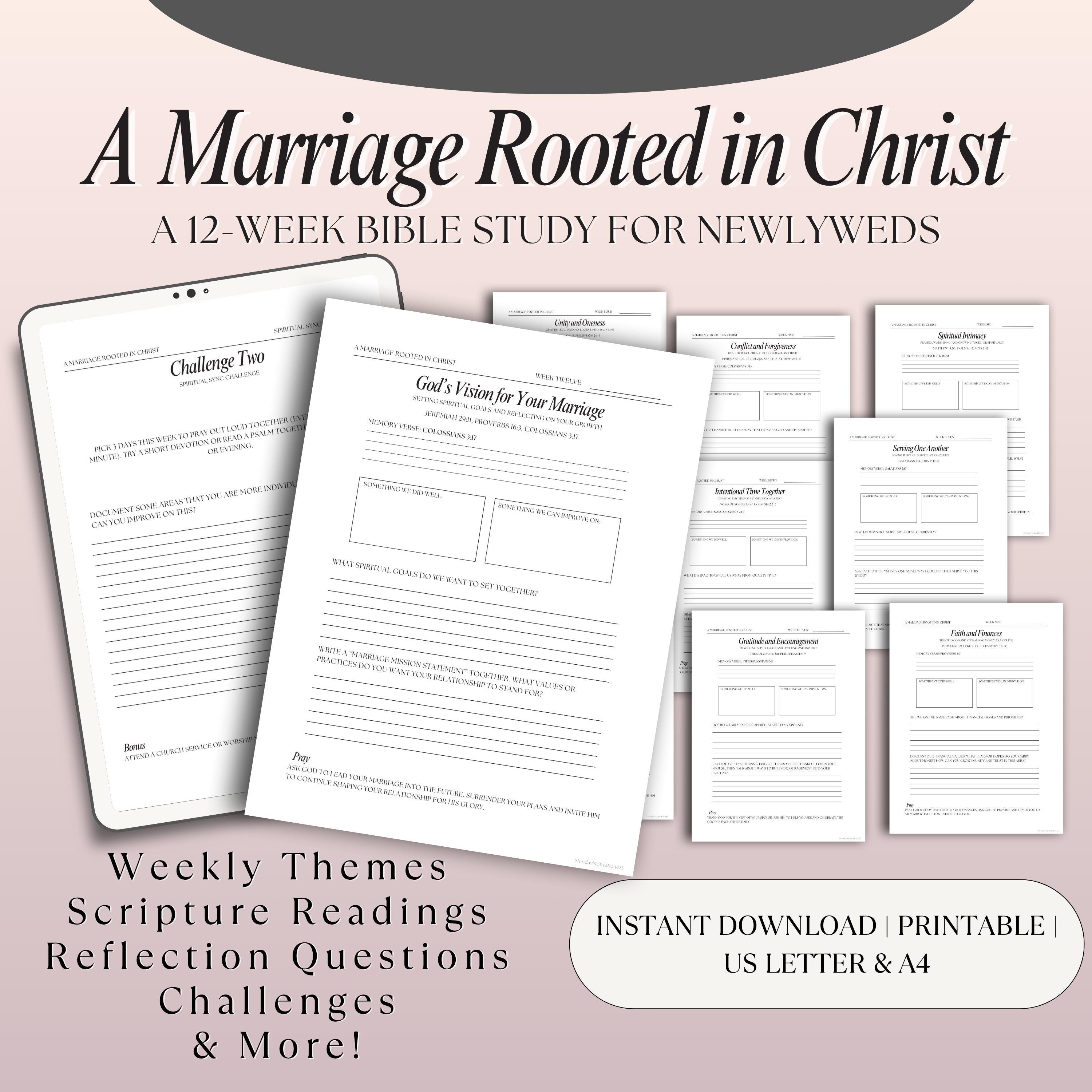 12 Week Bible Study Guide for Newlyweds Printable, Bible Summary,  Scriptural Study, Faith Study Planner, Bible Study Notes, Wedding Gift, image size:3000x3000