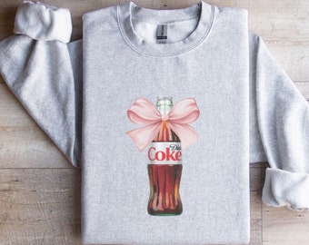 Diet Coke Pink Bow Sweatshirt, Diet Coca Cola Crewneck, Diet Coke Lover, Trendy Sweatshirt, Diet Coke Fan, Gift for Diet Coke Drinker