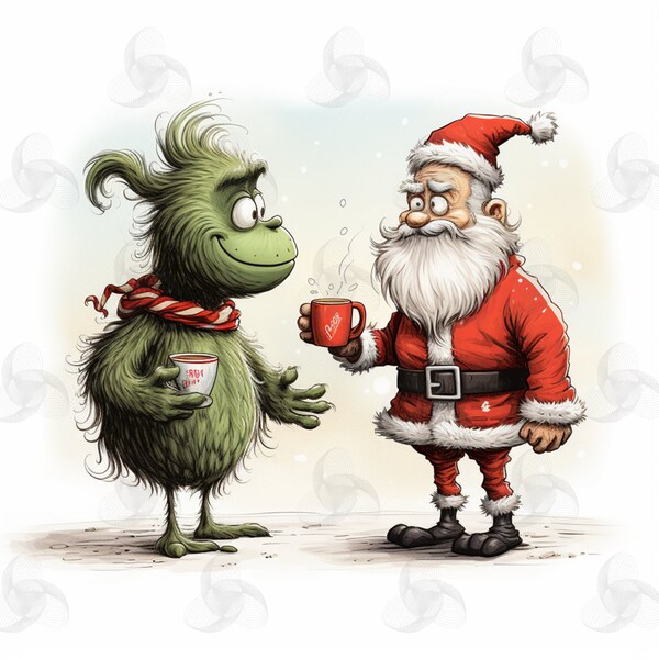 Grinch Christmas Decorations, The Grinch SVG, The Grinch PNG, Grinch Christmas Decorations png, PNG, Santa and The Grinch Coffee Mug Digital