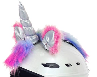 Unicornio en el casco, Cuernos en el casco, Orejas en el casco, Cubierta del casco de esquí, Cubierta del casco, Couvre casque ski, skihelm berzug, casco