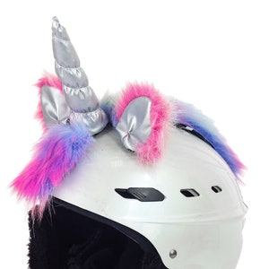 Unicorn on helmet, Horns on helmet, Ears on helmet, Ski Helmet Cover, Helmet Cover, Couvre casque ski, skihelm berzug, helmet image 1