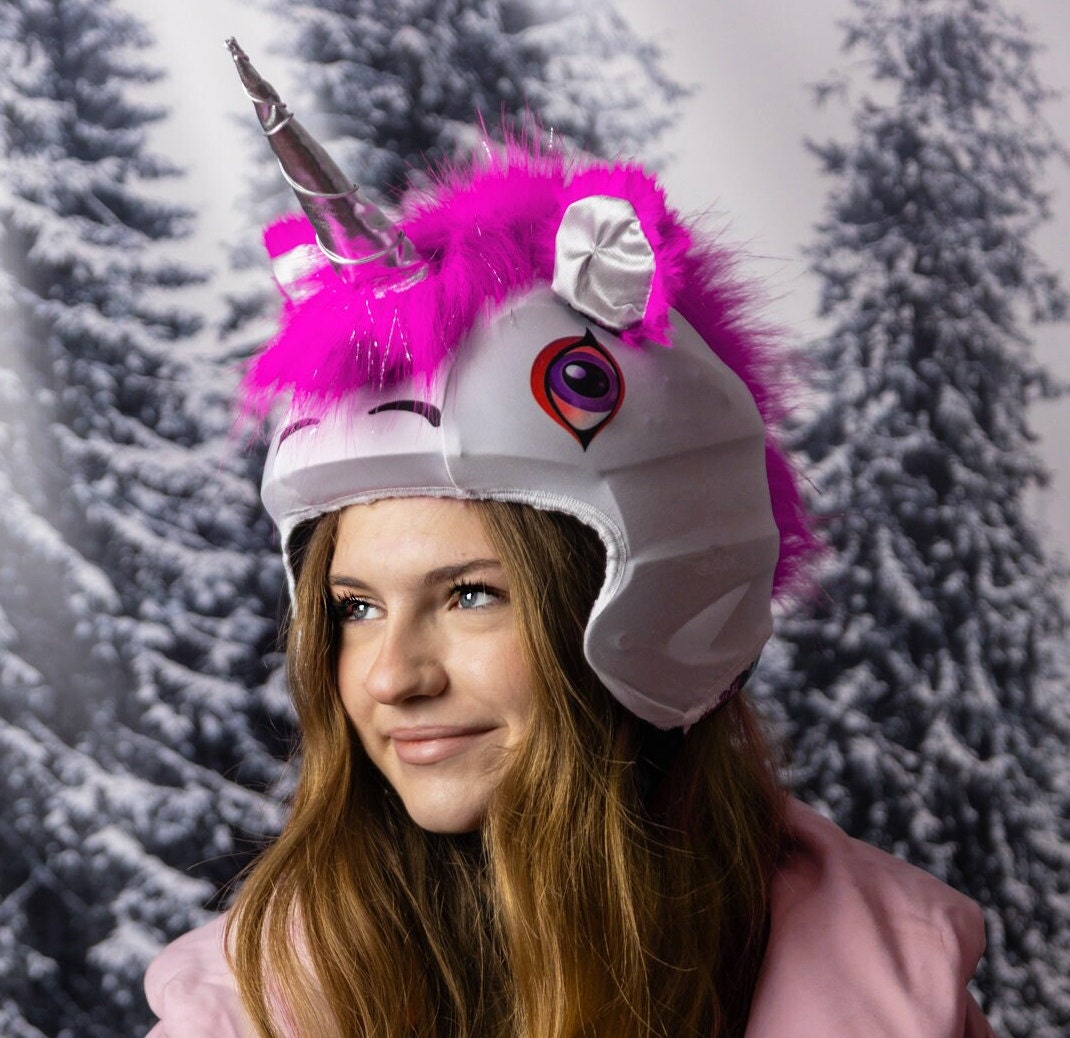 Couvre Casque Ski Licorne - Laine Et Polaire - Fait Main Népal - Taille Unique Universelle