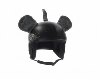 Ski Helmet Cover, Mouse on Helmet, Helmet Ears, Helmet Cover, Black Mouse