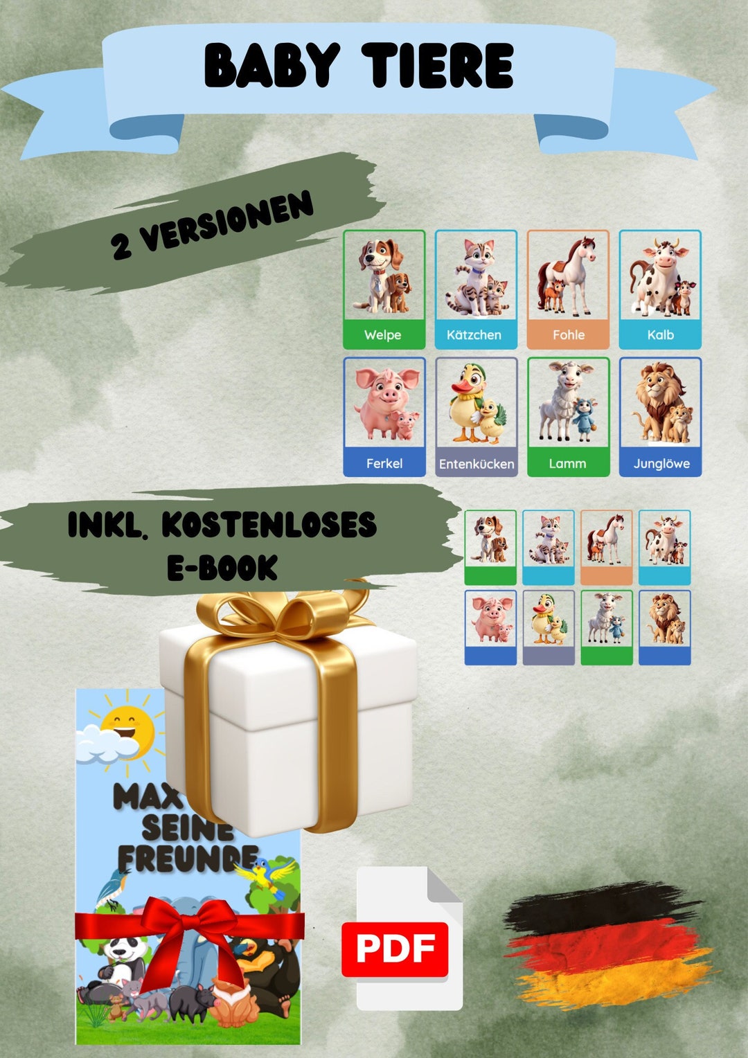 Flashcards for Children Animals With E-book for Free I - Etsy