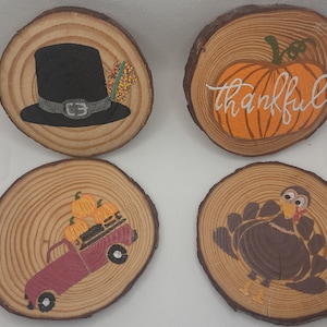 Fall Turkey Wood Coasters Set