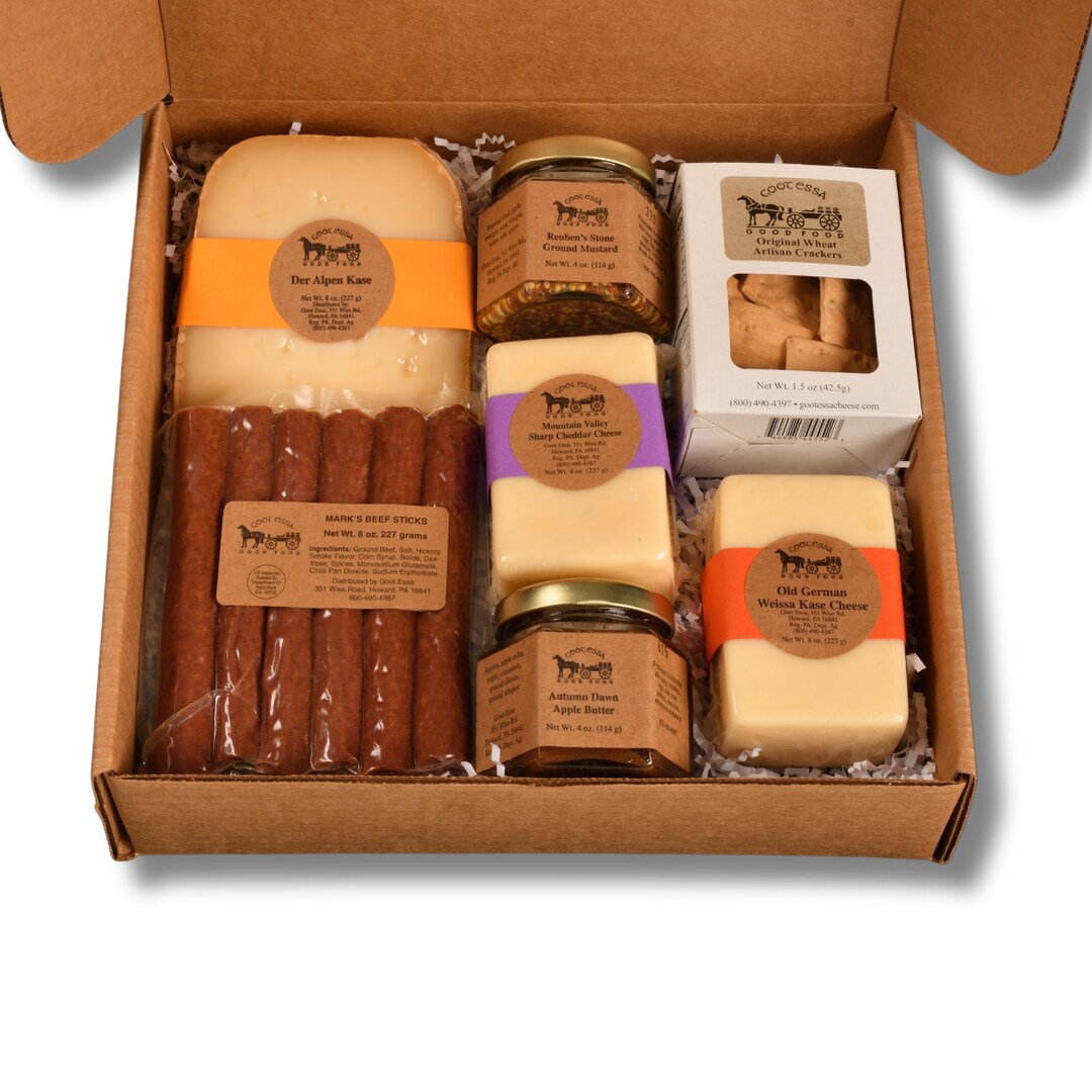 Nittany Assortment Cheese and Meat Gift Box. Perfect for Corporate