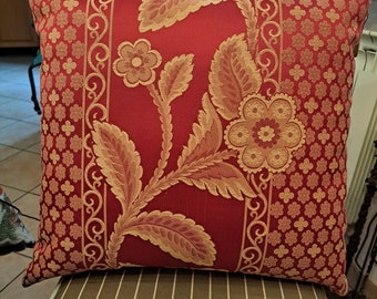 Red Cushion with Golden Flowers, Handmade