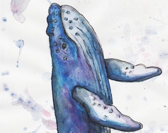 Watercolor whale print