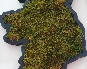 Hand crafted wooden Ireland frame, filled with high quality textured sheet moss.