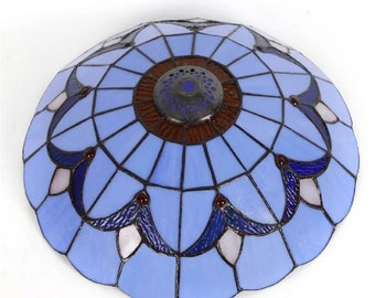 Tiffany style Blue Stained Glass 12' Flush Mount Ceiling Light