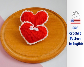 Crochet pattern keychain heart, amigurumi PDF English pattern, Valentine's Day crochet pattern, Crochet tutorial heart, amigurumi gift