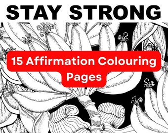 Motivierende Positive Affirmation Wort Malseiten für Erwachsene | Druckbare PDF | 15 Drucke