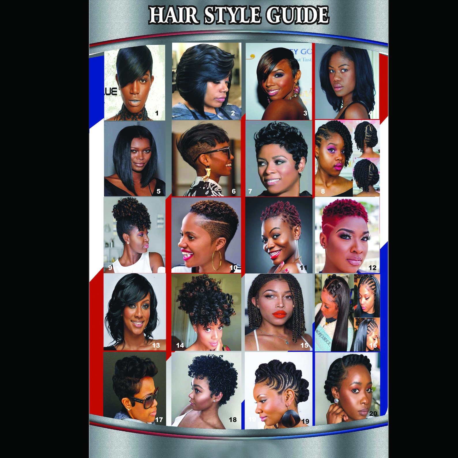 24 X 36 American African Hair Style Poster Salon Hair Styles for