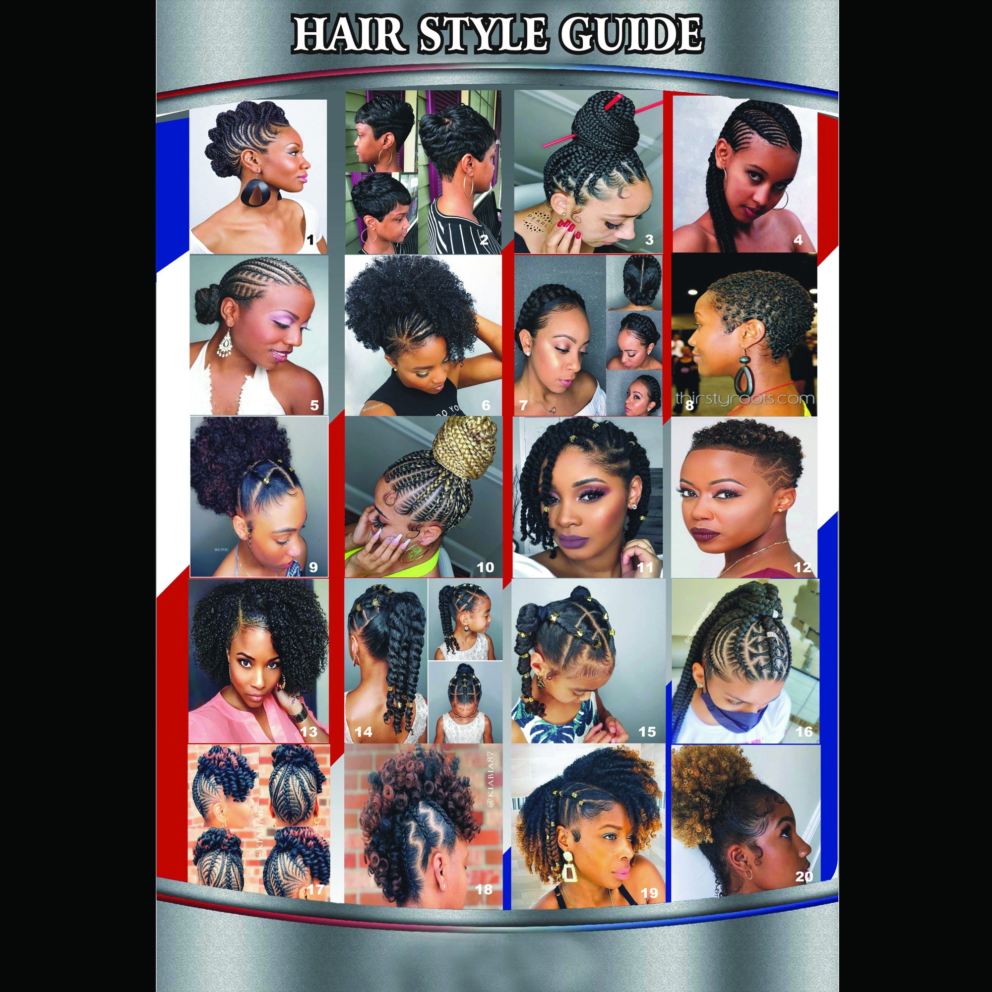 24 X 36 American African Hair Style Poster Salon Hair Styles for