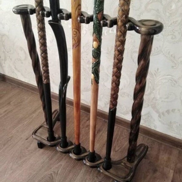 Walking Stick Rack Wooden Storage Rack for Walking Canes Sticks Entryway Stick Holder | Wooden Stand | Wooden Walking Stick Stand | Welcome