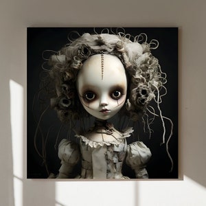 Poppenmeisje, canvas, kunst, poppen, horror, pop