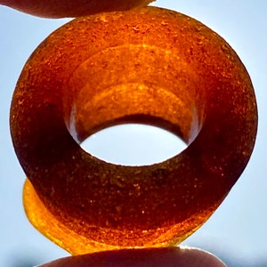 Full round small brown bottle neck, genuine, natural, real vintage sea glass approx 3/4” diameter x 3/4” tall